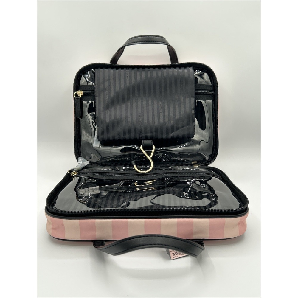 Victoria's Secret Hanging Cosmetics Bag,Heritage Stripes Pink Travel Case NEW - Picture 5 of 15